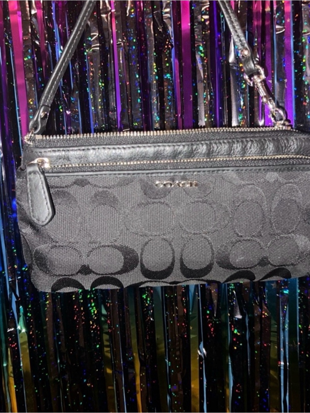 Coach Black Signature double zipper Wallet - Picture 2 of 5
